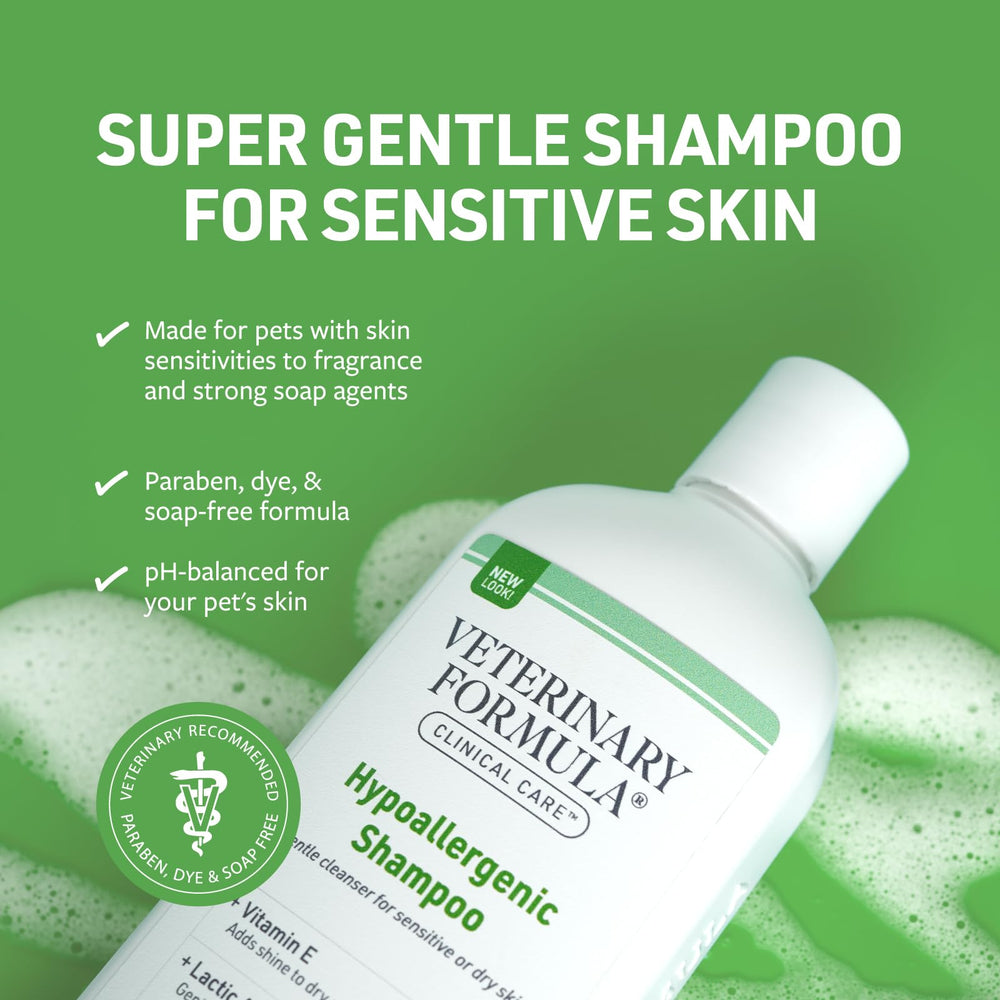 Veterinary Formula hypoallergenic shampoo pet lather provides gentle cleansing for sensitive skin