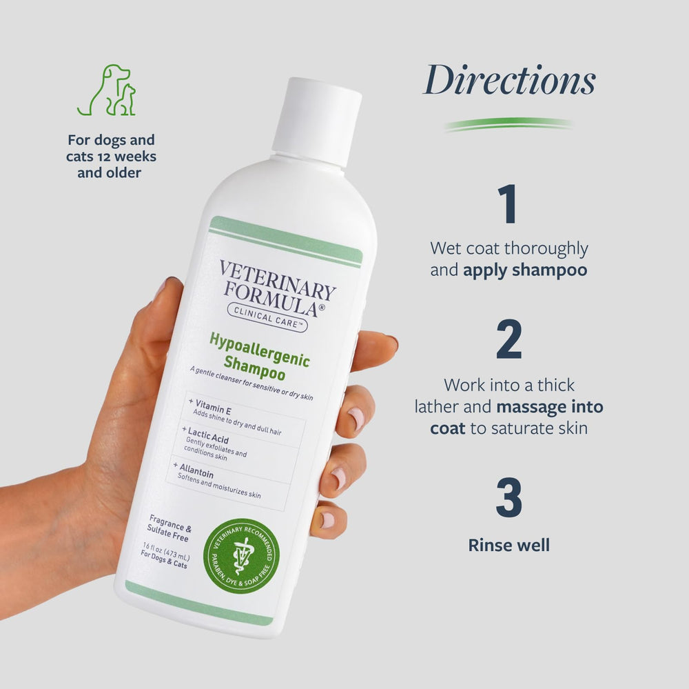 Veterinary Formula tear-free shampoo promotes calm bath experiences for dogs and cats