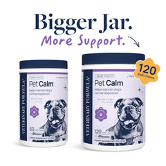 Pet Calm soft chews close-up highlight tasty, vet-formulated calming support for daily calm.