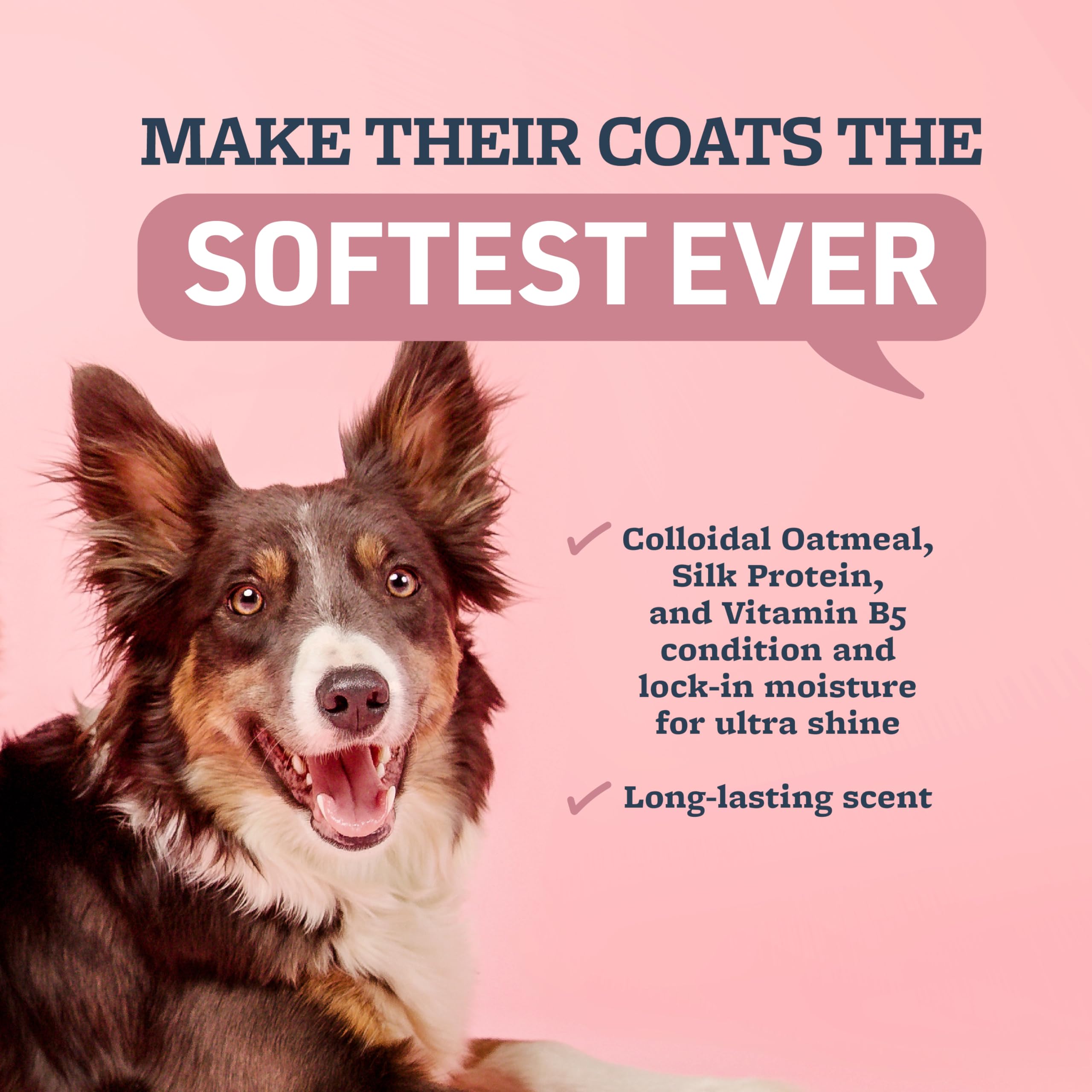 Veterinary Formula Ultra Oatmeal Shampoo foam shows creamy lather for soft coat.