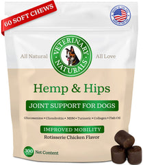 Veterinary Naturals Hemp & HIPS bottle supports joint wellness for dogs