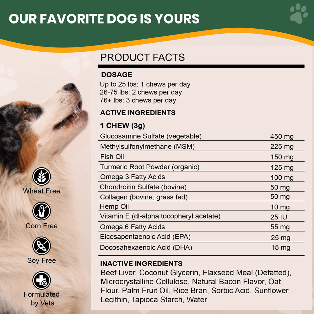 Veterinary Naturals Hemp & Hips dog taking chew demonstrates easy dosing.