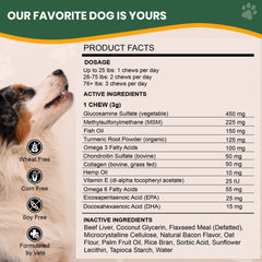 Veterinary Naturals Hemp & Hips dog taking chew demonstrates easy dosing.