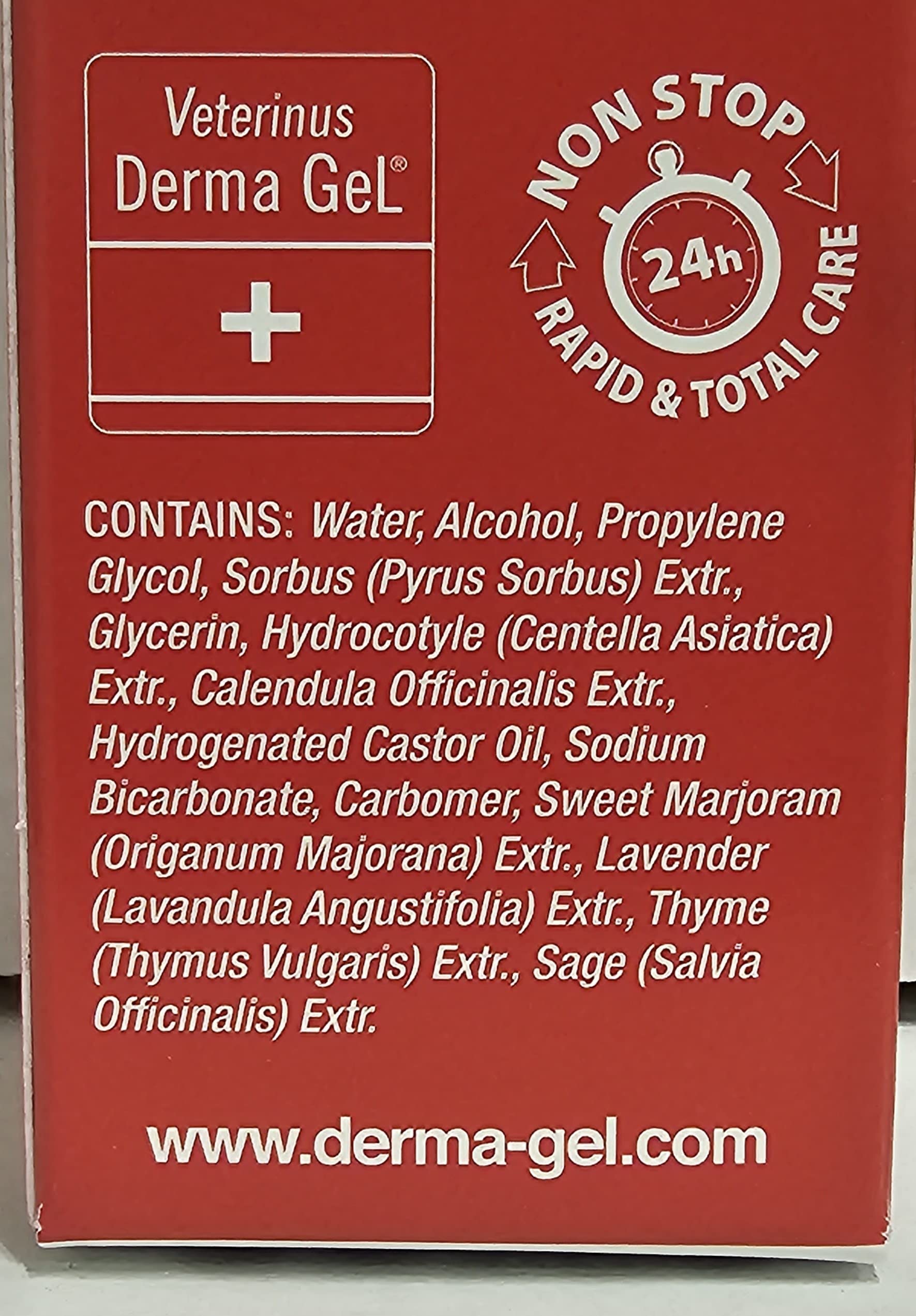 Cap and label of Veterinus Derma Gel for safe daily use