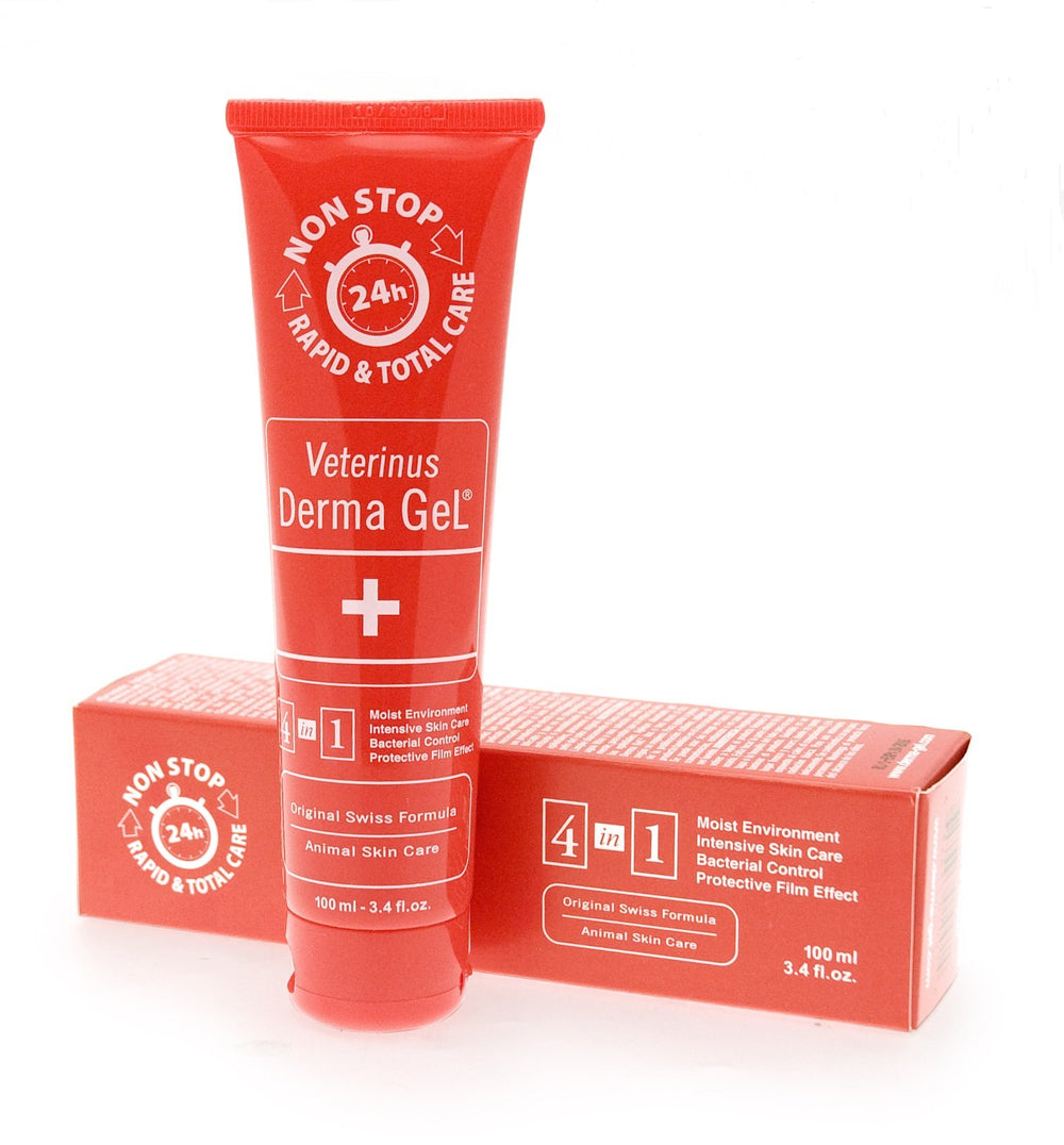 Veterinus Derma Gel tube front view for convenient wide-area wound care