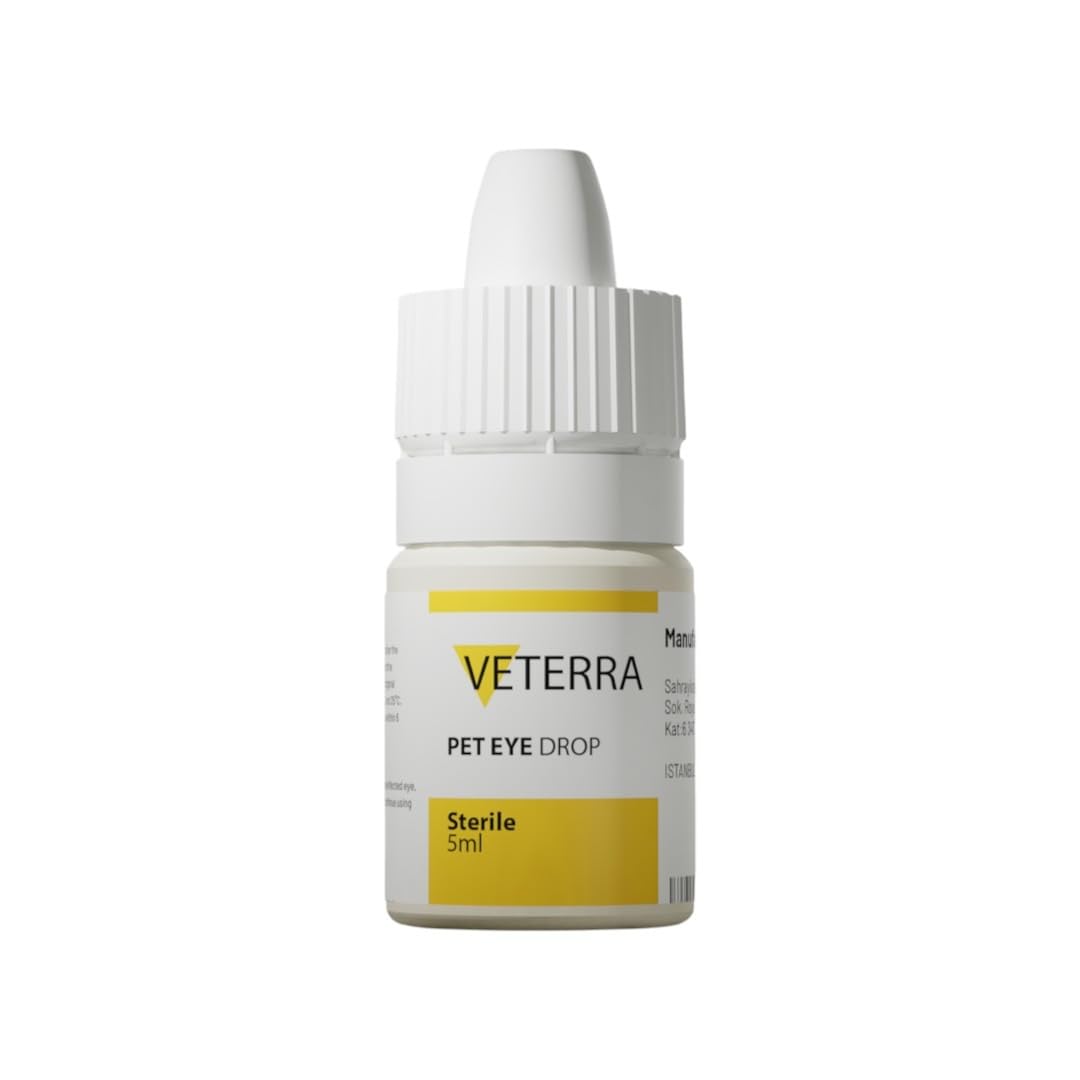 Veterra Pet Eye Drops transparent solution ready for application.