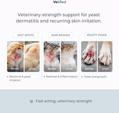 Vetified Yeast Dermatitis Spray bottle showing veterinary-strength formula