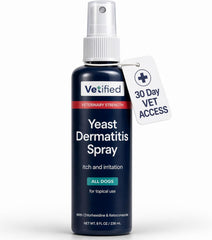 Vetified Yeast Dermatitis Spray for dogs targets paws and ears with even mist