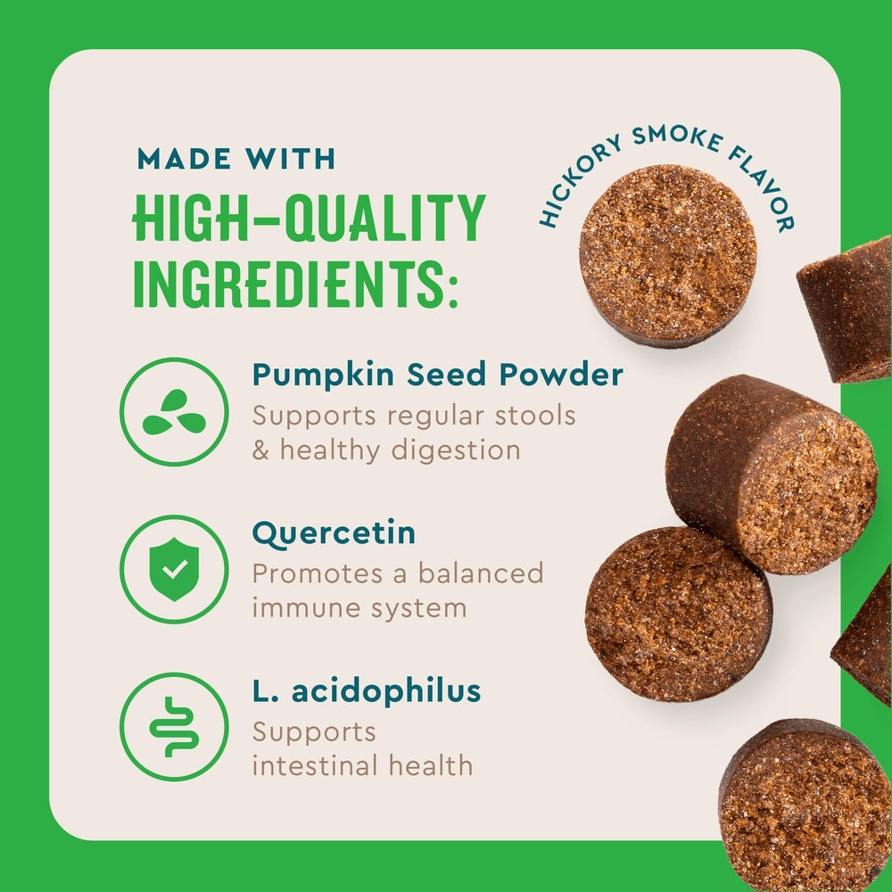 VetIQ Anal Gland Soft Chews with hickory flavor shown for daily dog wellness.