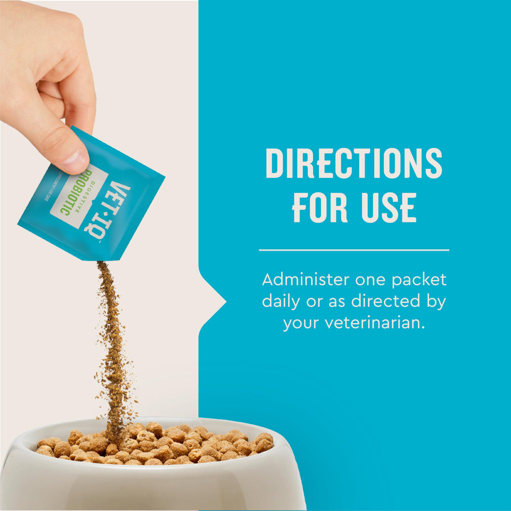 VetIQ Cat Probiotic Powder packaging close up highlights ingredients.