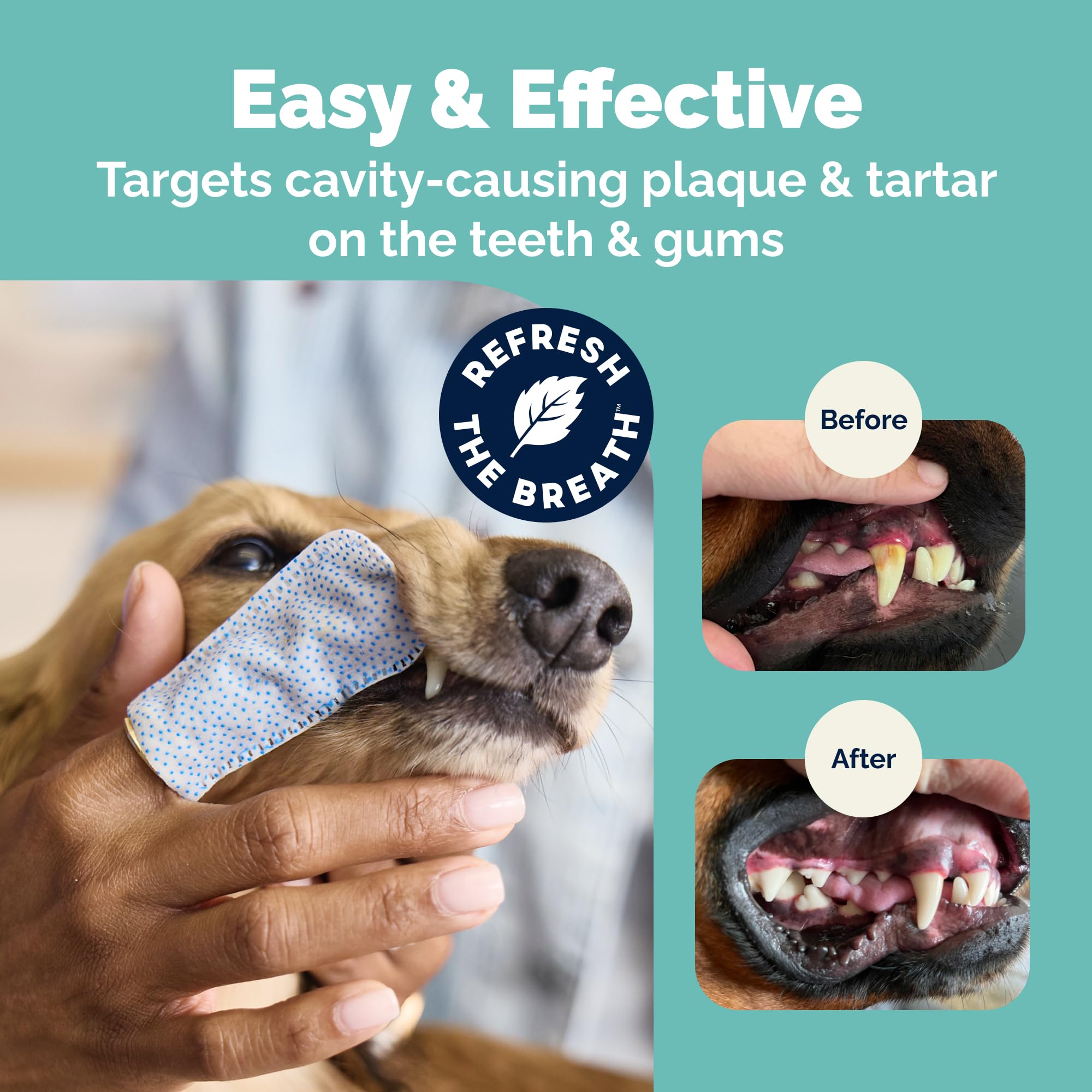 Vetnique Dentabliss fingermitt secure-fit design during cleaning