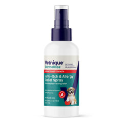 Vetnique Dermabliss anti itch spray bottle for quick relief.