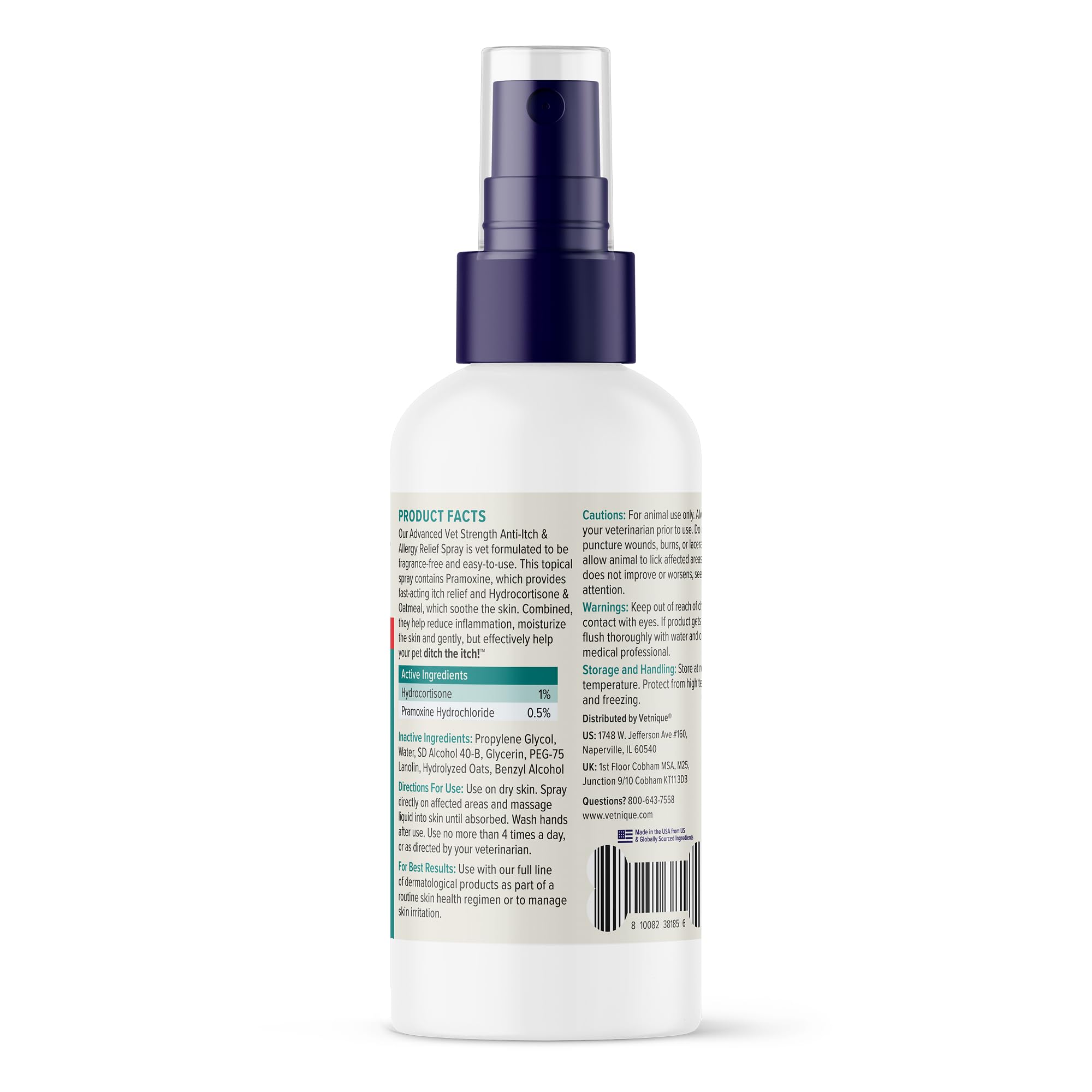 Dermabliss fragrance-free spray label close-up.