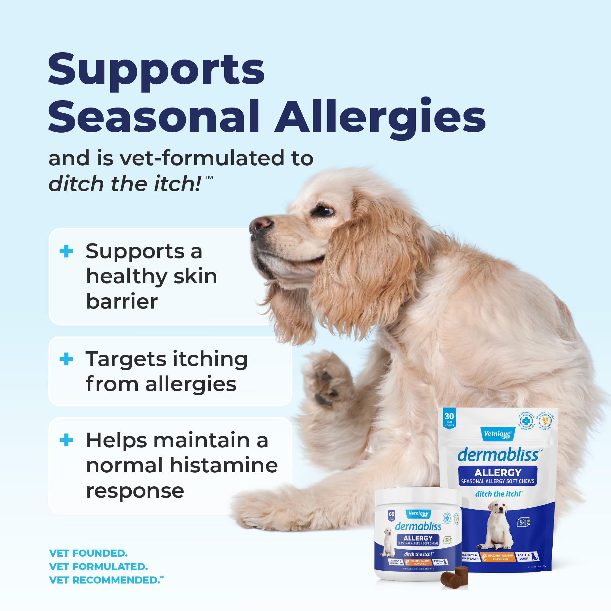 Advanced Vet Strength bottle adds Aller-Biotic Pro and extra quercetin.