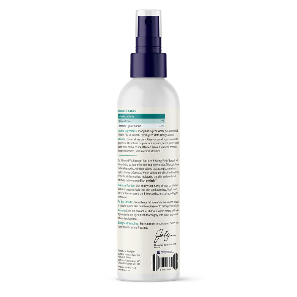 Vetnique Dermabliss hydrocortisone label highlights potent anti-itch ingredients