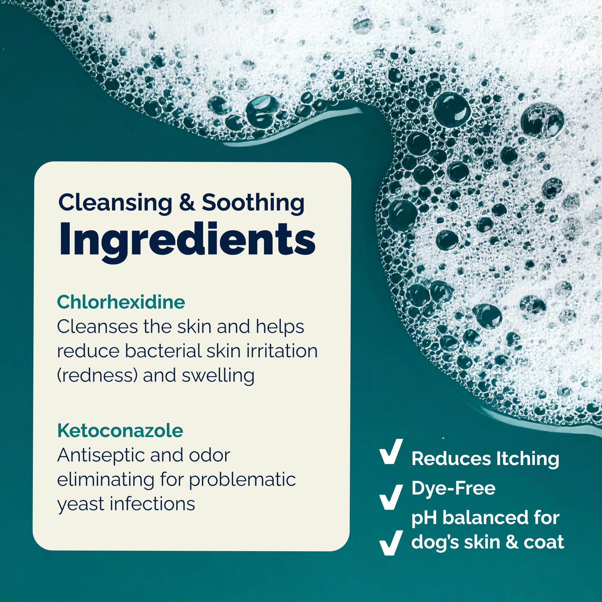 Close-up of chlorhexidine and ketoconazole ingredients for care.