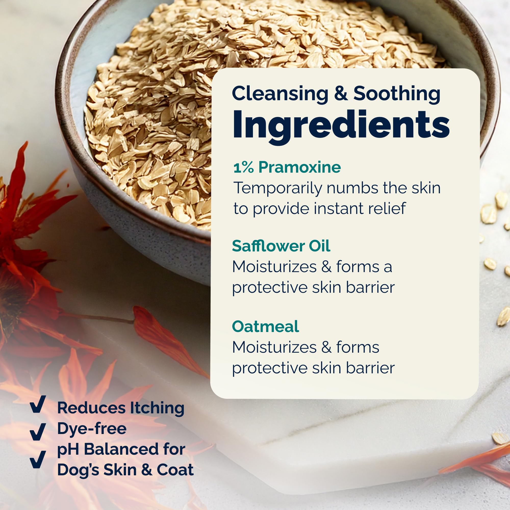 Vetnique Dermabliss packaging highlights safflower oil nourishment