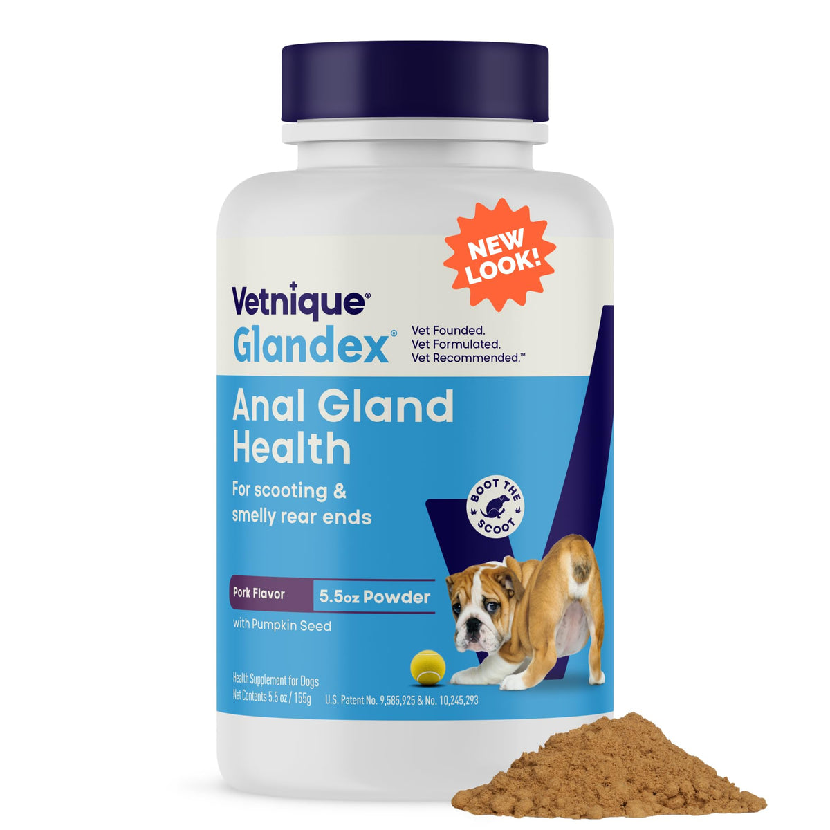 Vetnique Glandex fiber powder bottle for daily anal gland support