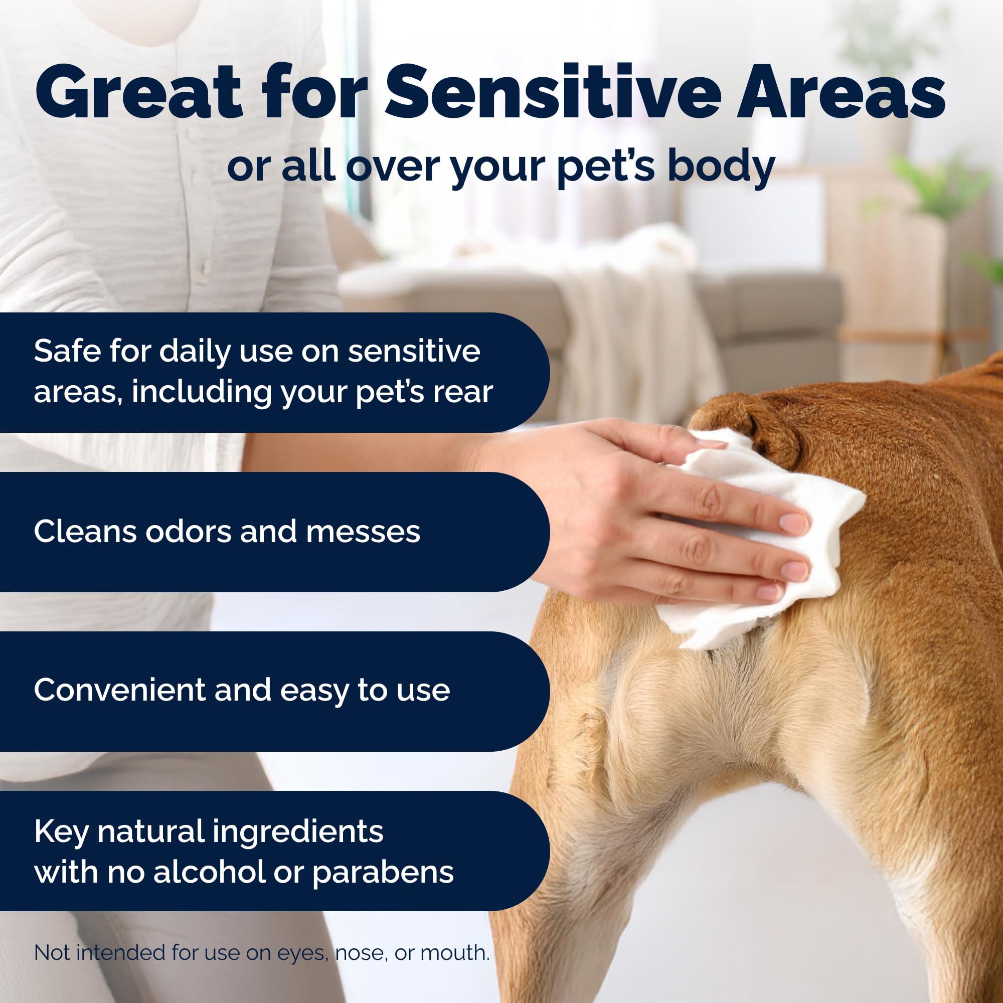 Vetnique Glandex dog wipes provide odor control during grooming.