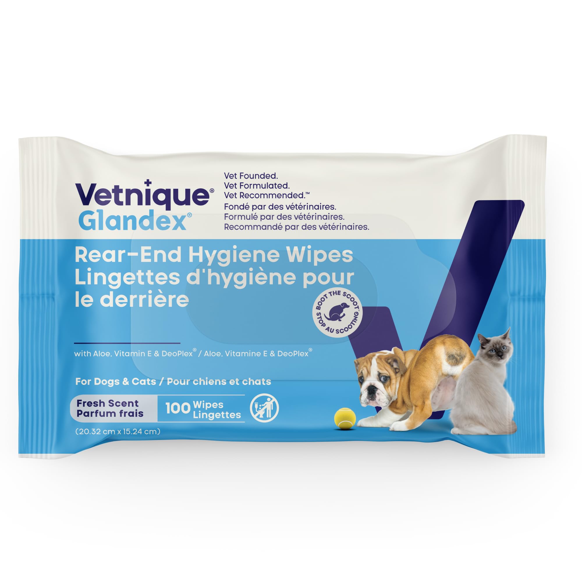 Vetnique Glandex dog wipes for paws and coat keep fur clean and fresh.