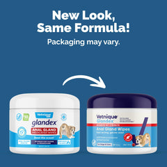 Glandex medicated dog wipes package ready for gentle, on-the-go cleansing.