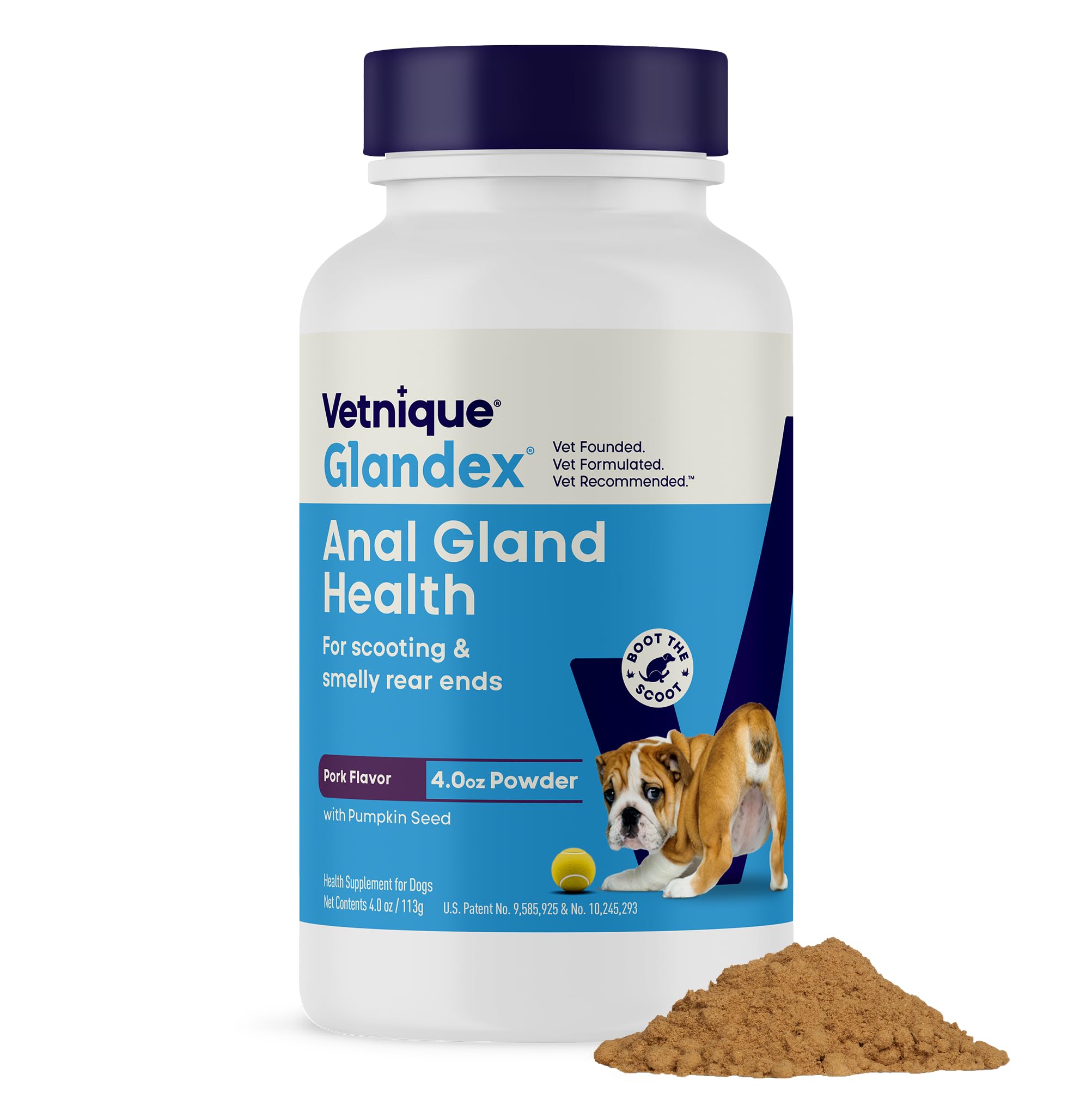 Vetnique Glandex powder supports dog anal glands and digestive comfort.