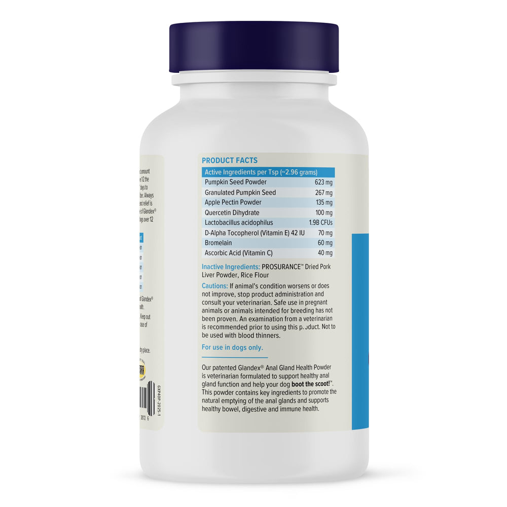 Glandex probiotic blend helps maintain gut balance for dogs.