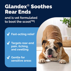 Soft cotton wipes gently cleanse tender anal areas with Vetnique Glandex.