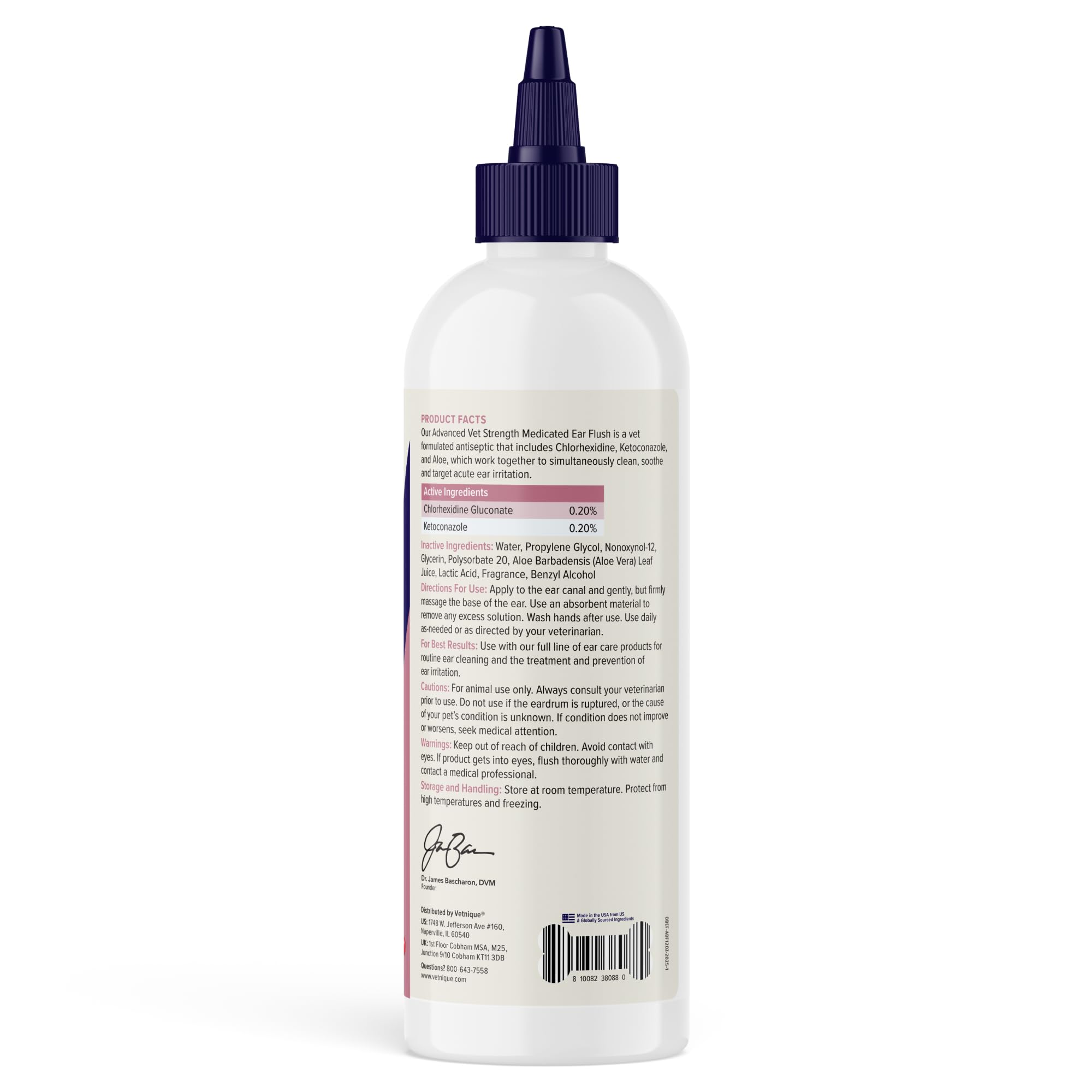 Vetnique Oticbliss ear cleanser for cats in use, gentle cleansing with Aloe soothing.