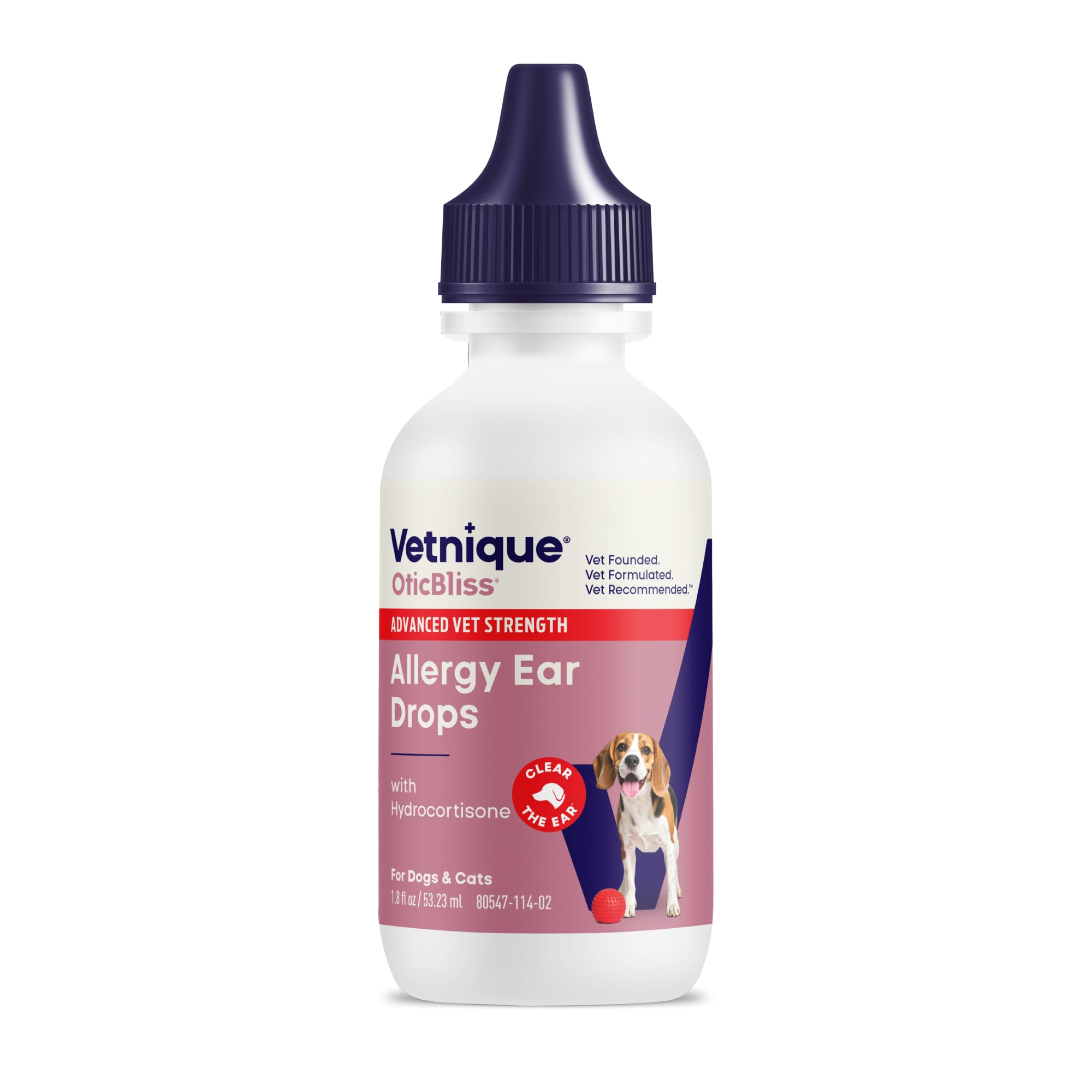 Vetnique Oticbliss ear drops bottle for antimicrobial ear support.