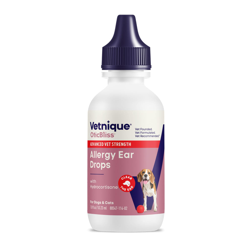 Vetnique Oticbliss ear drops bottle for antimicrobial ear support.