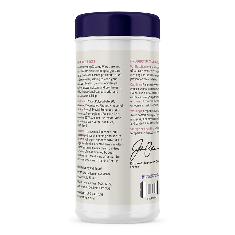 Vetnique Oticbliss ear wipes for cats, gentle care during routine cleaning.