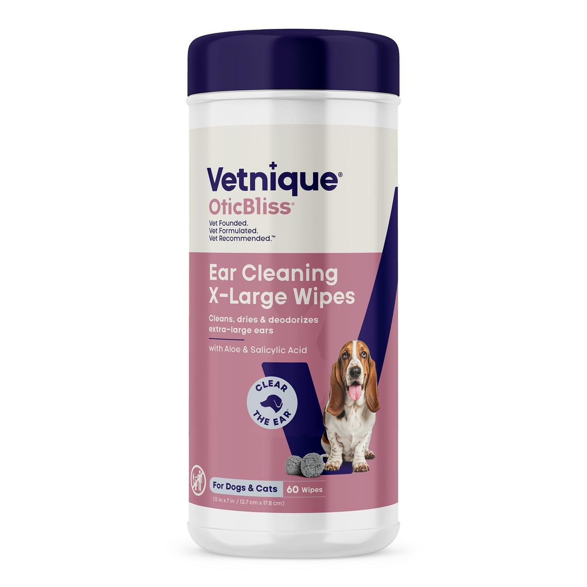 Vetnique Oticbliss ear wipes for dogs, easy outer ear cleaning.