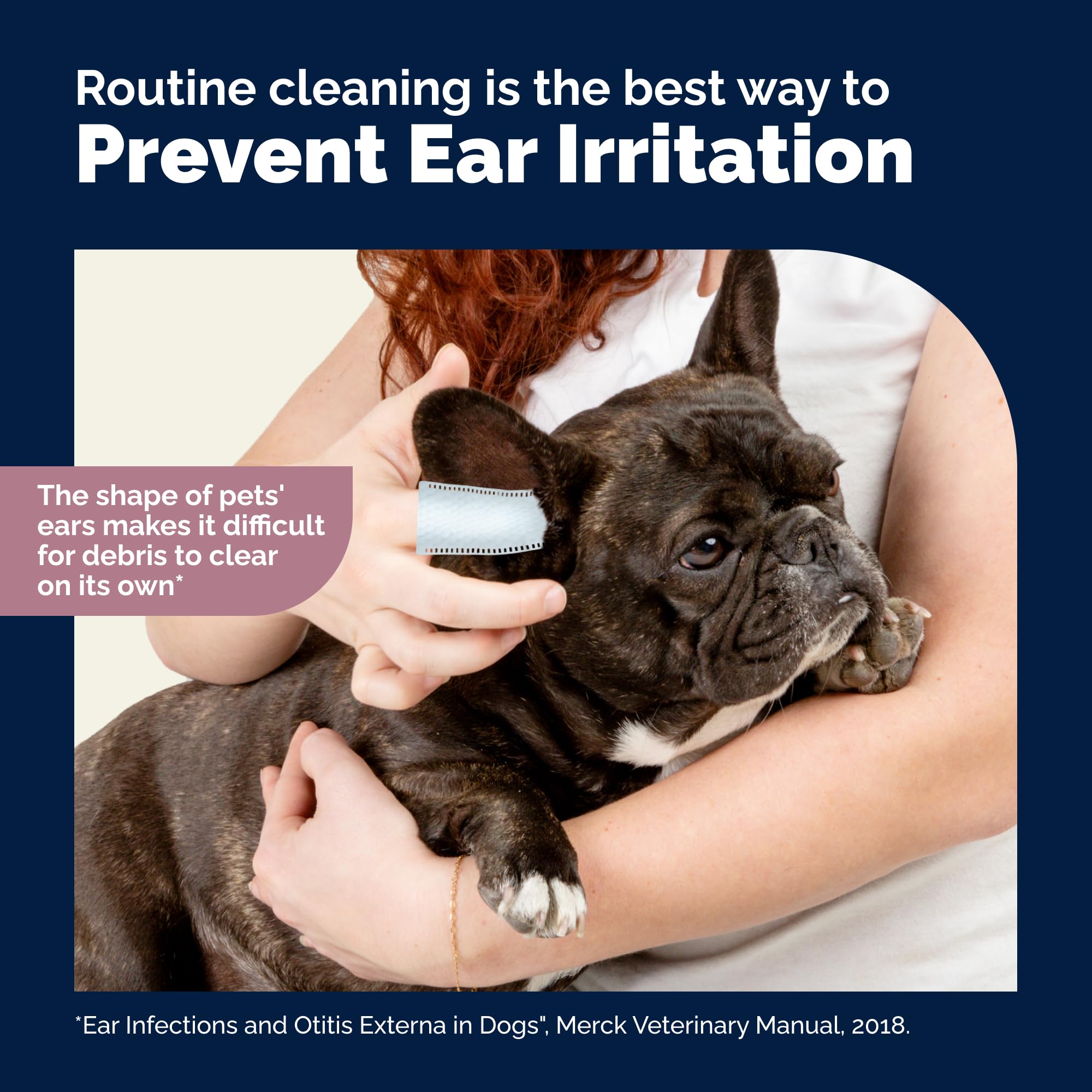 Vetnique Oticbliss easy-to-use wipes for quick ear care.