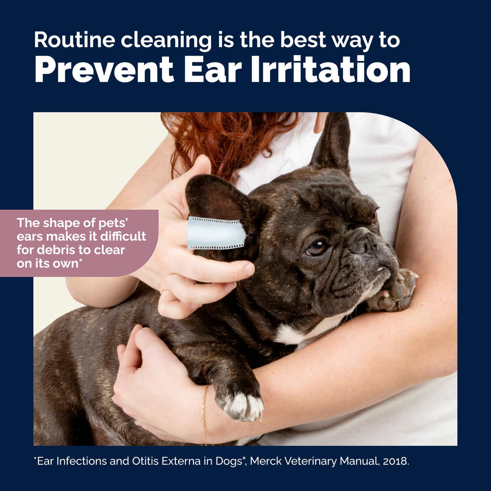 Vetnique Oticbliss easy-to-use wipes for quick ear care.