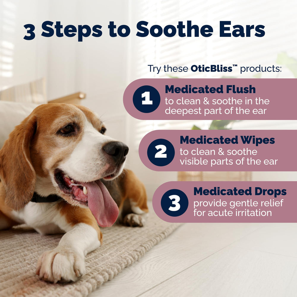 Vetnique Oticbliss USA-made formula, vet-recommended ear care.