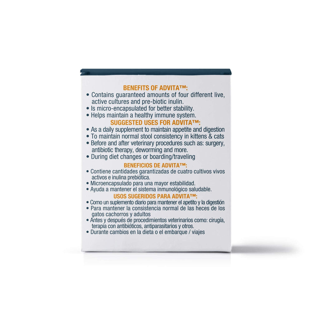 Packaging and label of VetOne Advita show contents and dosing guidance.