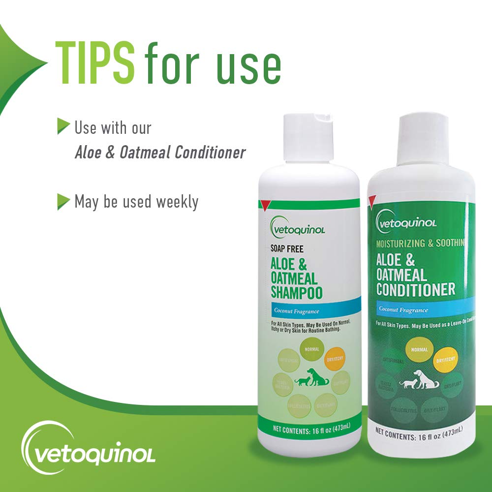 Vetoquinol Aloe Oatmeal paraben-free label signals skin-friendly formula