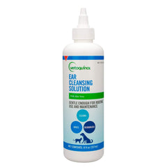 Vetoquinol Ear Cleansing Solution bottle front for dogs and cats, promotes routine ear hygiene