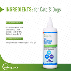 Vetoquinol ear cleansing solution dog ear cleaning during grooming for clean ears.
