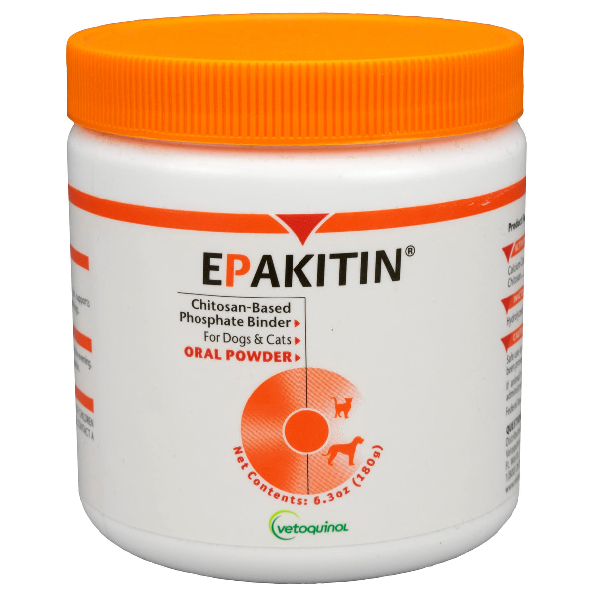 Vetoquinol Epakitin chitosan binder powder being poured for easy administration.