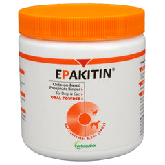 Vetoquinol Epakitin chitosan binder powder being poured for easy administration.