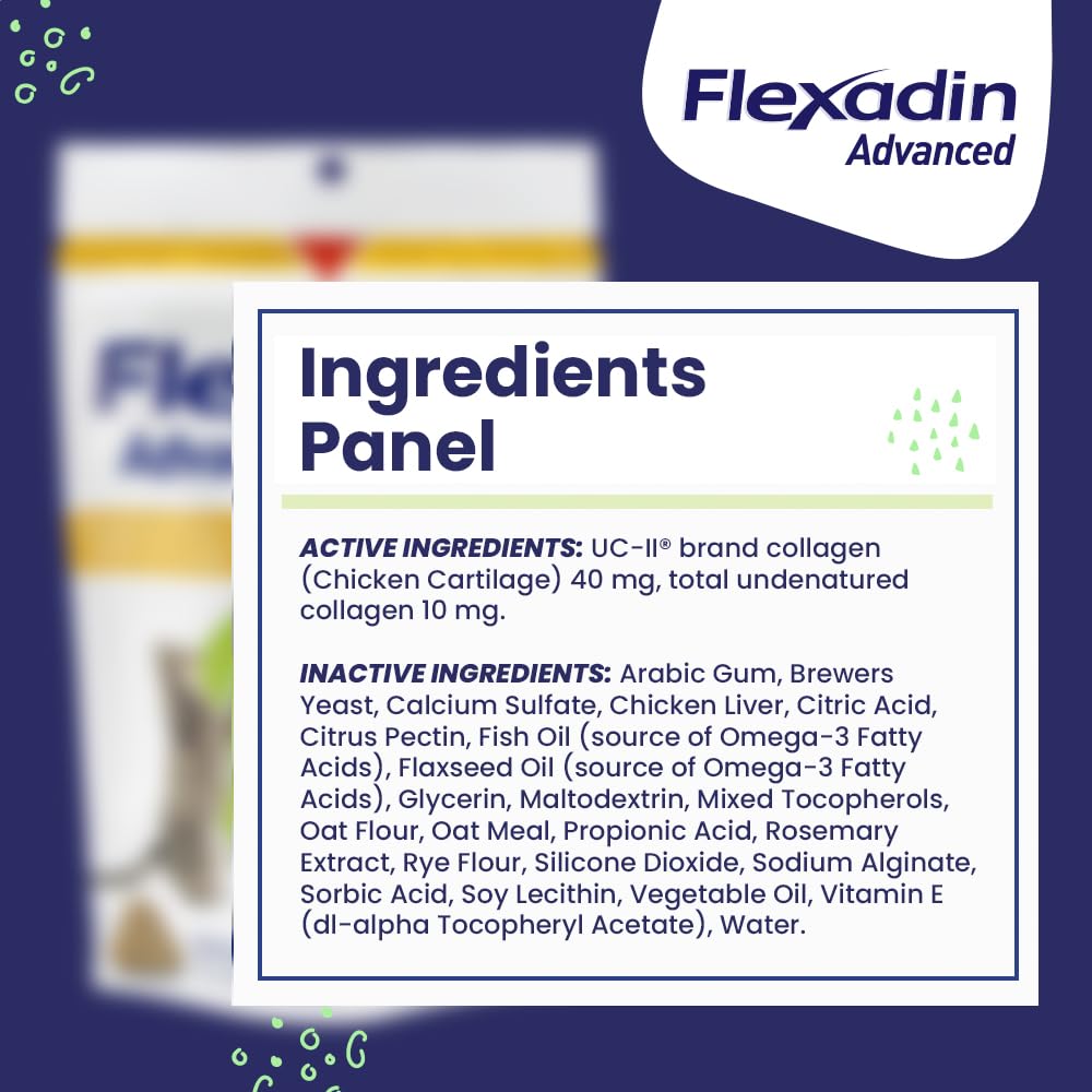 Vetoquinol Flexadin Advanced packaging box front communicates vet-developed formula