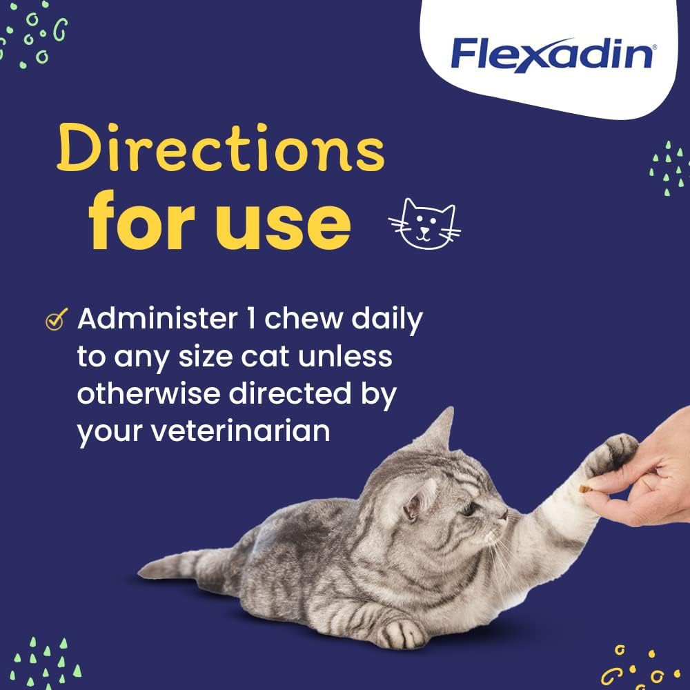 Beef-flavored Flexadin cat chew enhances daily mobility routine