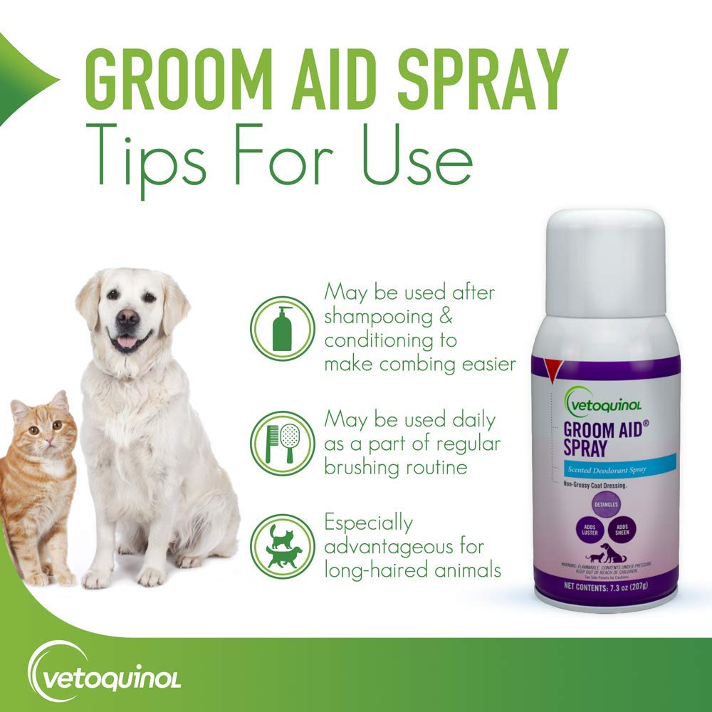 Vetoquinol Groom-Aid Spray supports a smoother grooming routine for long-haired pets.