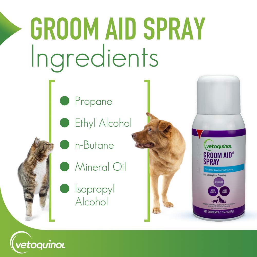 Vetoquinol Groom-Aid Spray delivers a fresh fragrance that lasts.