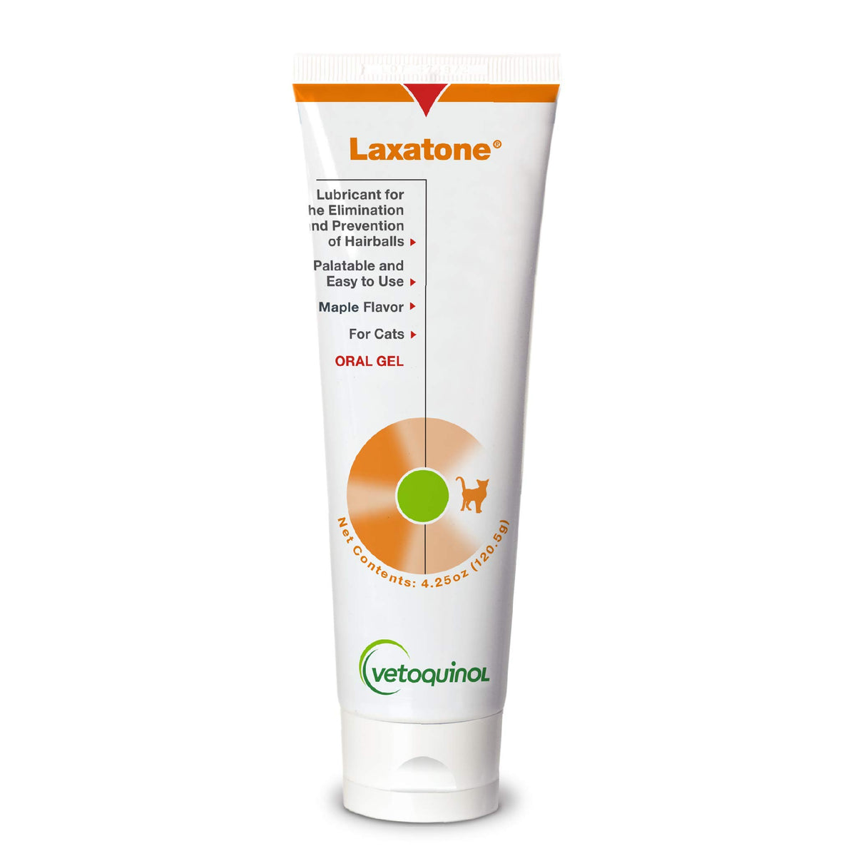 Vetoquinol Laxatone maple-flavored gel easing hairball passage for cats.