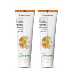 Vetoquinol Laxatone maple gel bottle for gentle hairball support in cats.