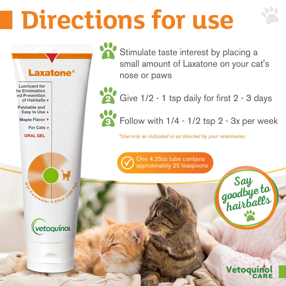 Cat enjoys the maple-flavored Laxatone gel as part of a routine.