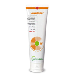 Vetoquinol Laxatone tuna bottle for easy hairball management in cats.
